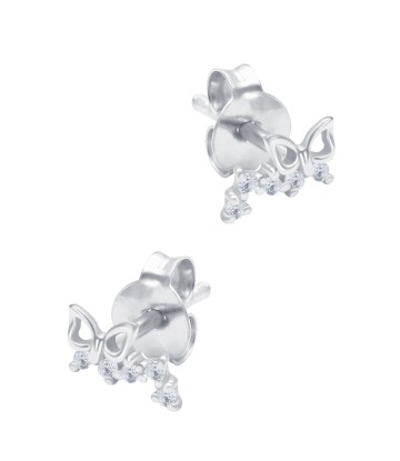 Butterfly Shaped CZ Silver Stud Earring STS-6662